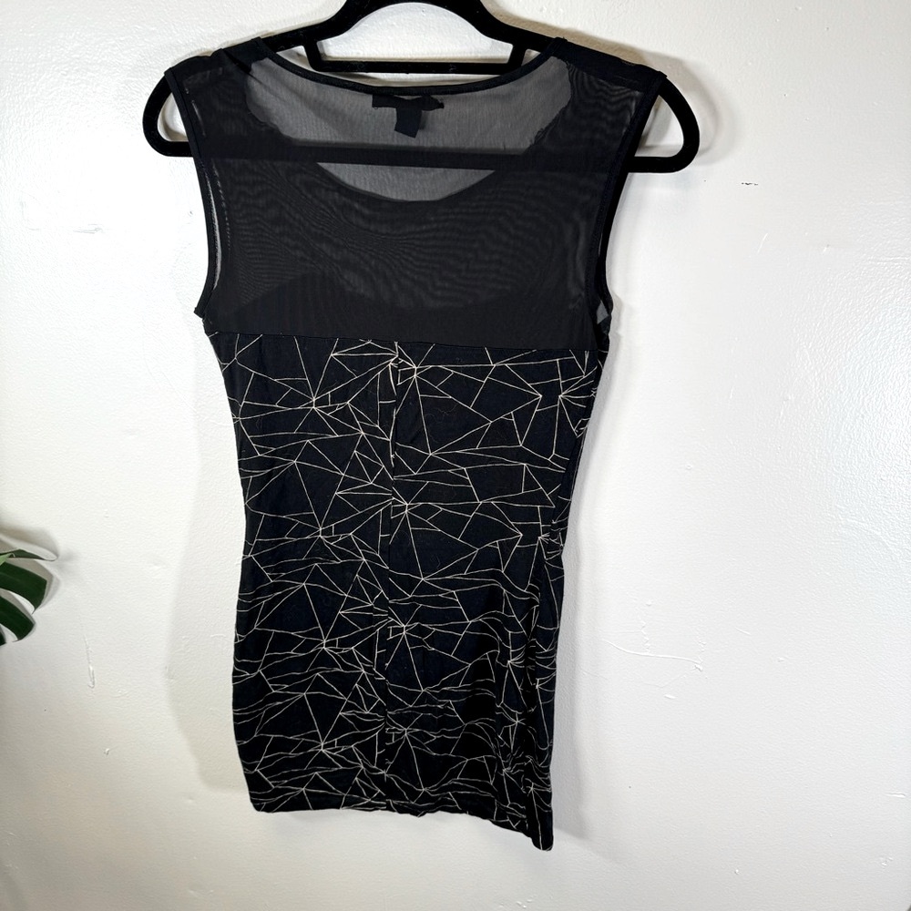 Black mesh mini dress geometric print goth emo small
